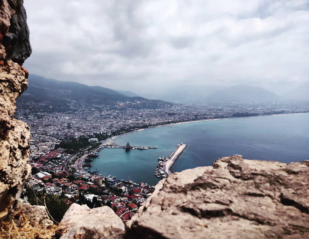 overlooking a city